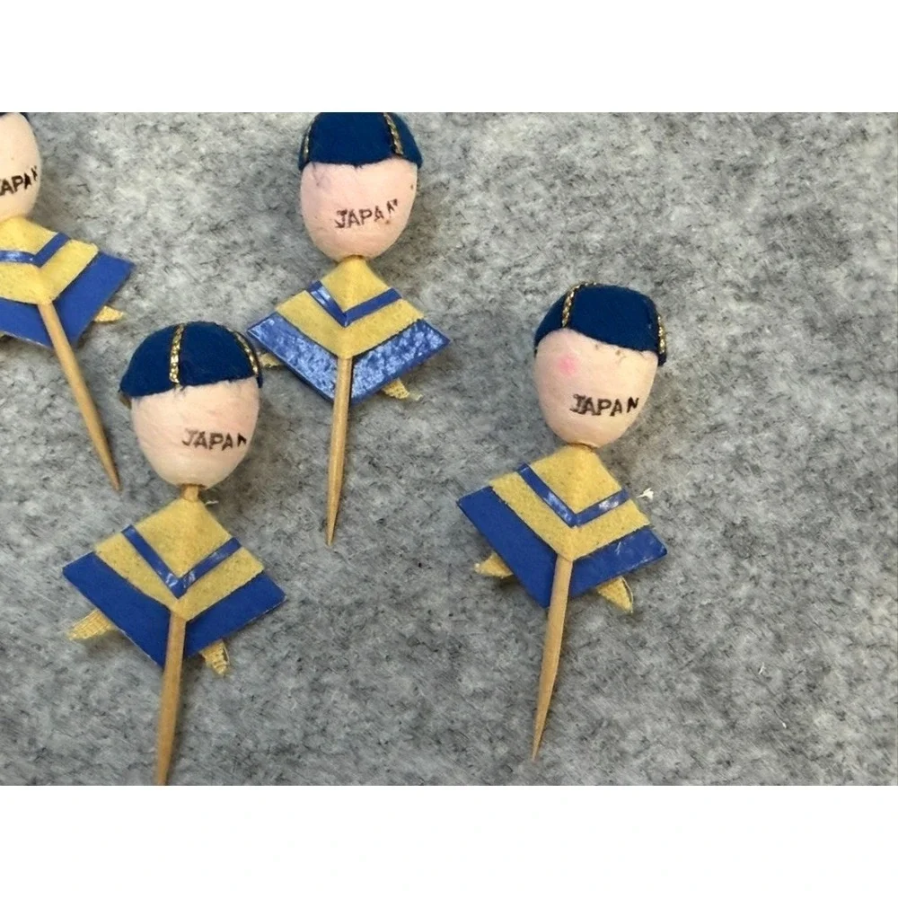 Vintage 1950's Boy Scout Spun Cup Cake Topper Party Picks Set of 7 Made in Japan